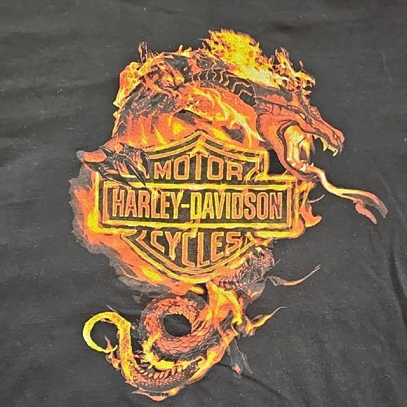 Harley-Davidson Other - Harley-Davidson Black Tee with Yellow and Orange Logo